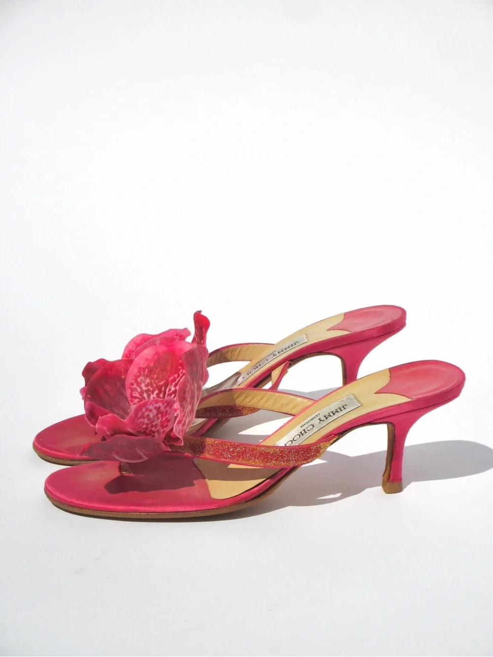 Reworked Upcycled Jimmy Choo Pink Orchid Kitten Heels - Picture 4 of 6